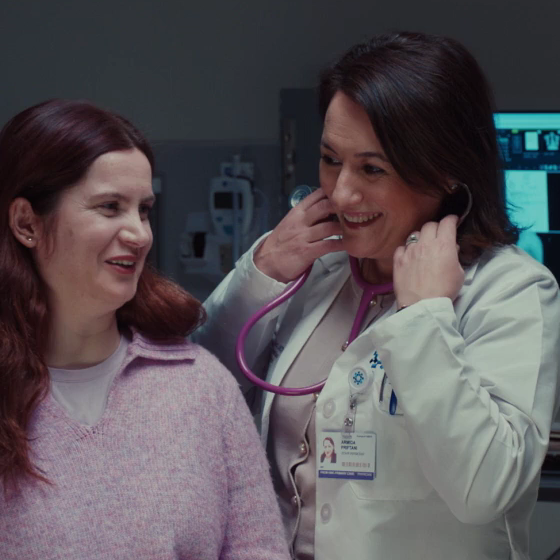 Healthcare worker and patient