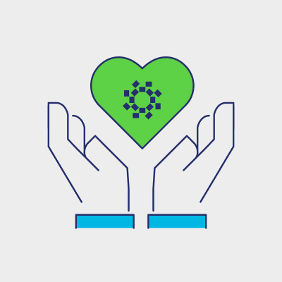 Icon with hands and heart