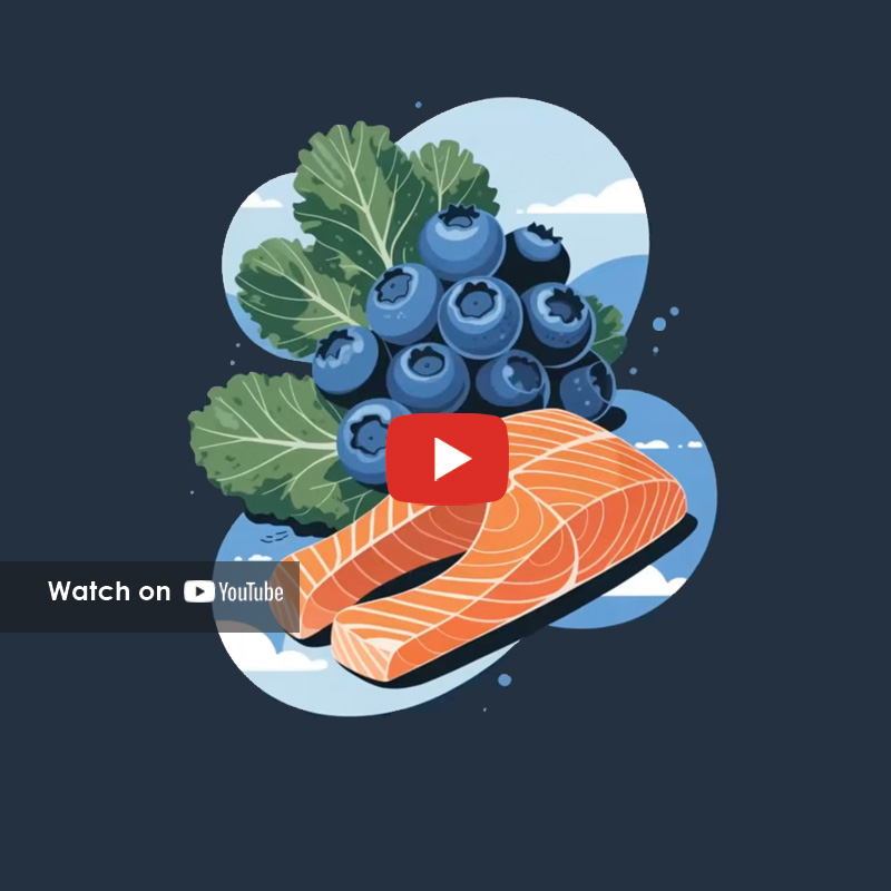 Illustration of Salmon and Blueberries on Plate