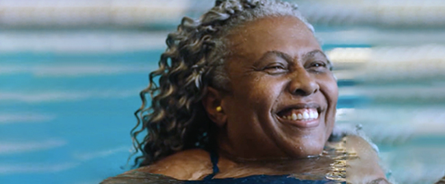 Woman smiling in the pool