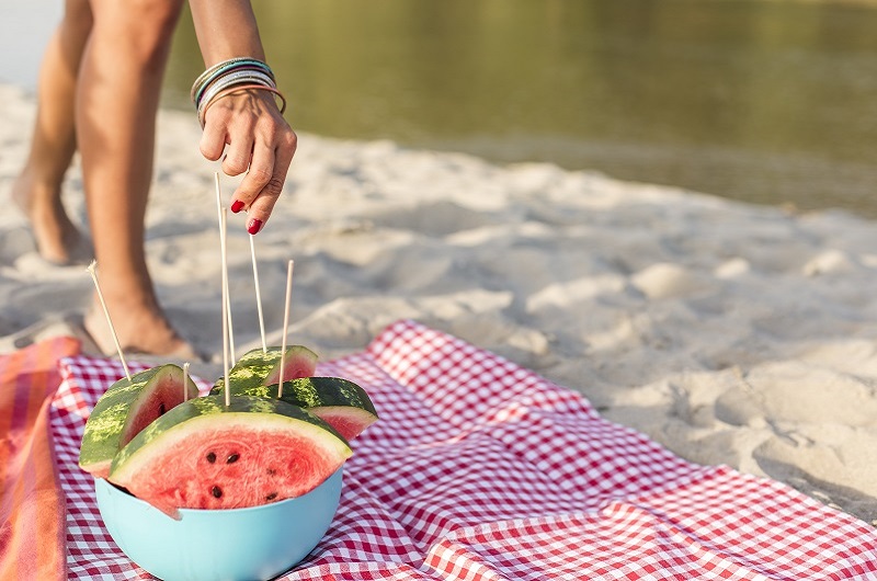 watermelon on the beach