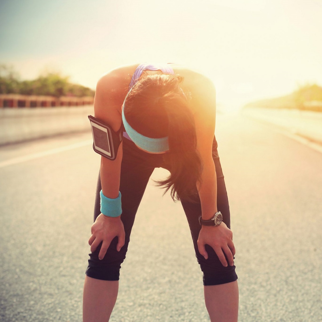 woman working out in sun