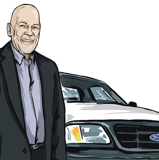 Illustrated portrait Mike Fleming of Hazlet, New Jersey.