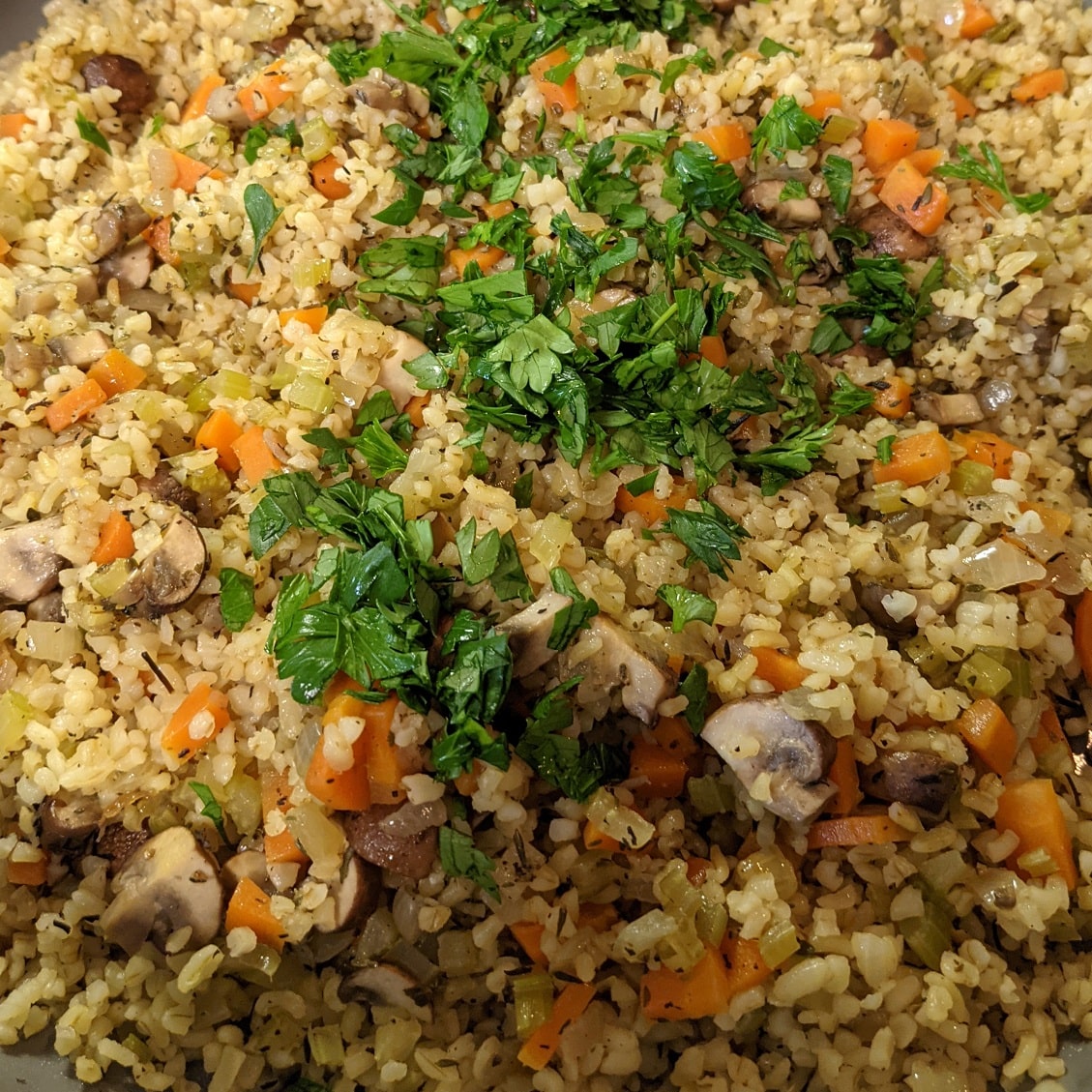 Mushroom Bulgar Pilaf