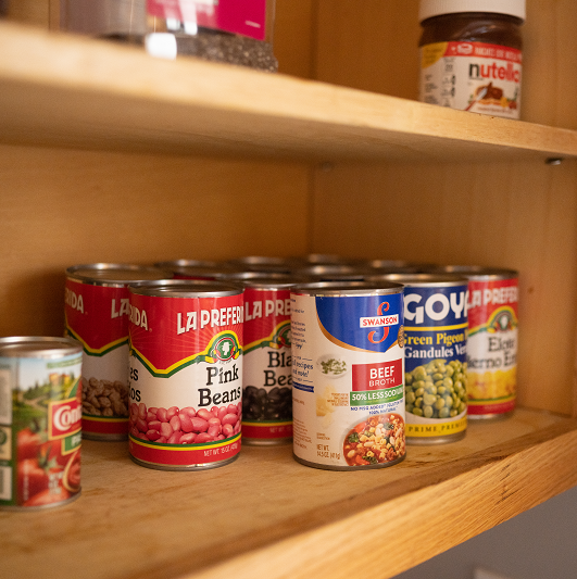 Canned Goods on Kitchen Pantry Shelf