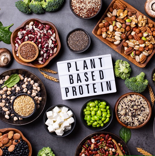 table with various plant based proteins