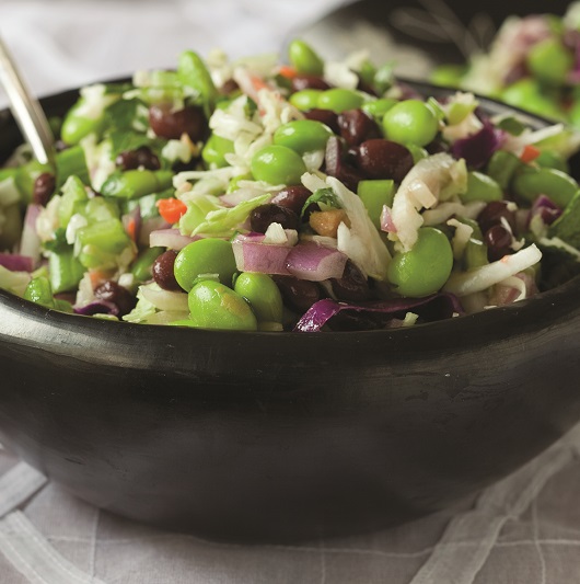 Bowl of edamame and black bean salad
