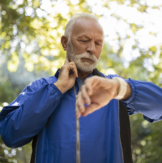 Man checking pulse