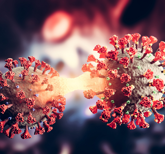 COVID-19 variant mutation concept.