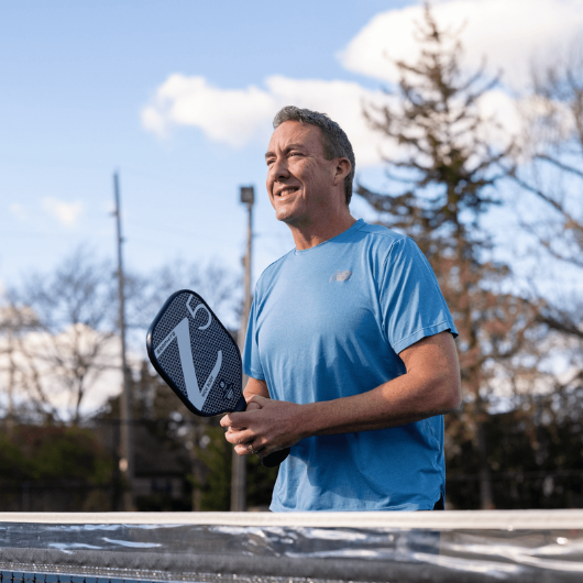 55-year-old Tom Berry, from Point Pleasant Beach, New Jersey, plays pickleball.
