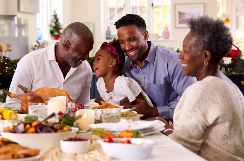 Family Eating Thanksgiving Dinner