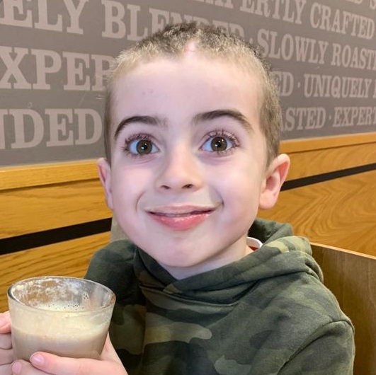 Young patient, Caleb, in recovery from epilepsy surgery.