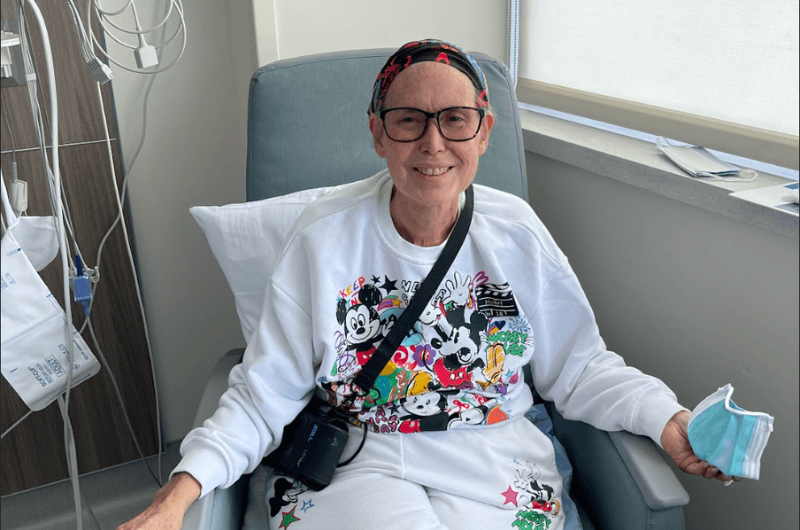 58-year-old Toni White, of Brick, NJ, receives cancer treatment in the hospital.