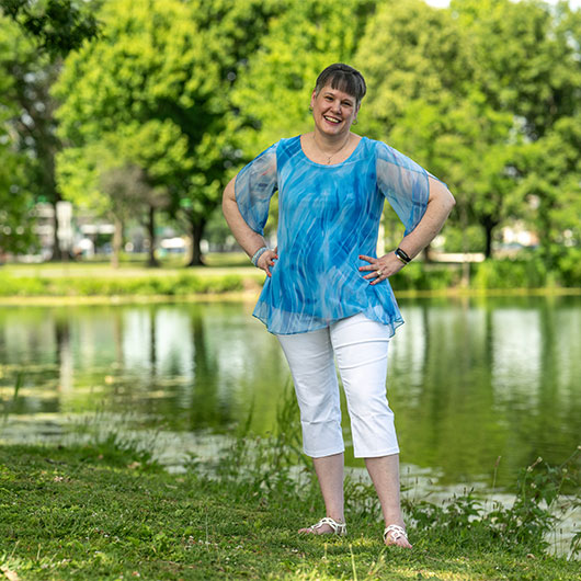Mary Barbera, 56, smiles 10 years after an ovarian cancer diagnosis.