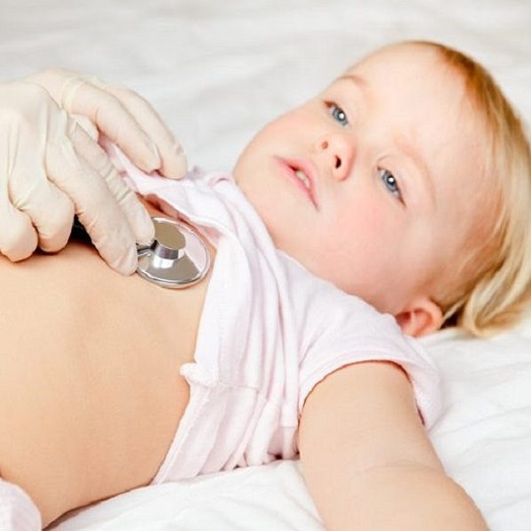 Child getting chest exam