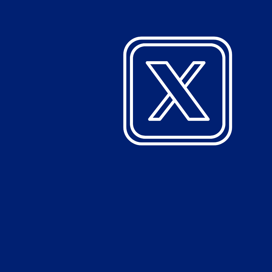X (formerly Twitter) icon on HMH blue background
