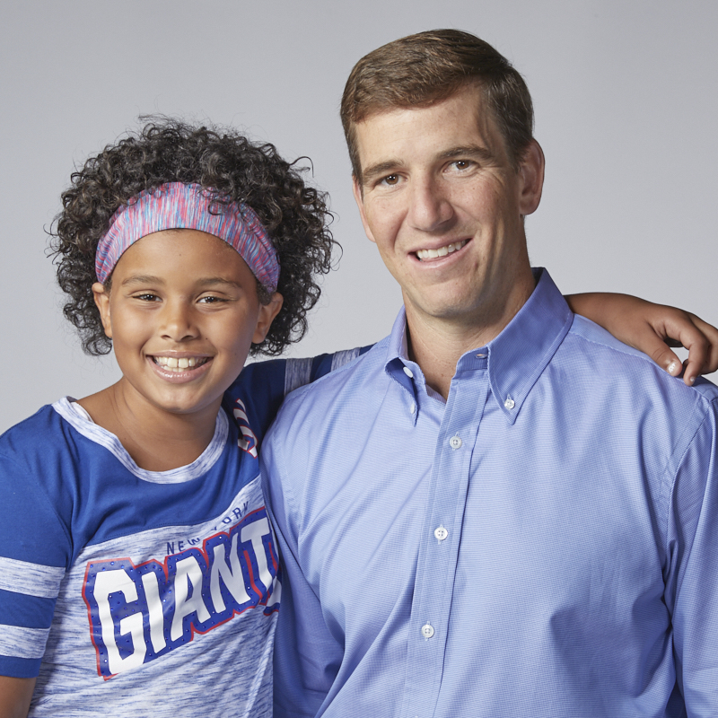 Kaia and Eli Manning for Tackle Kids Cancer