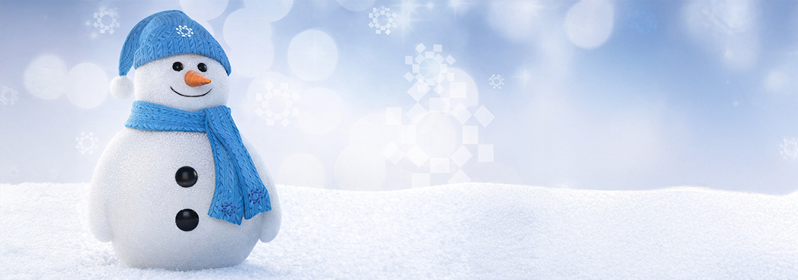 Snowman with Blue Hat and Scarf