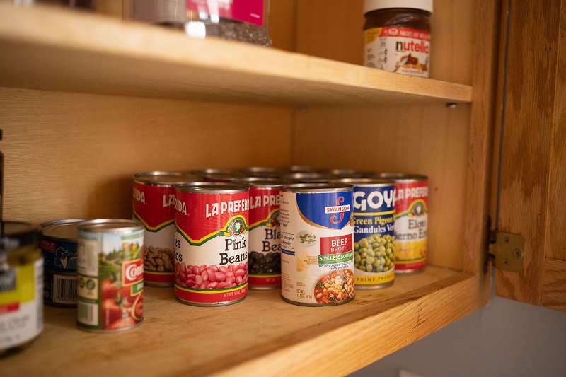 Canned Goods on Kitchen Pantry Shelf
