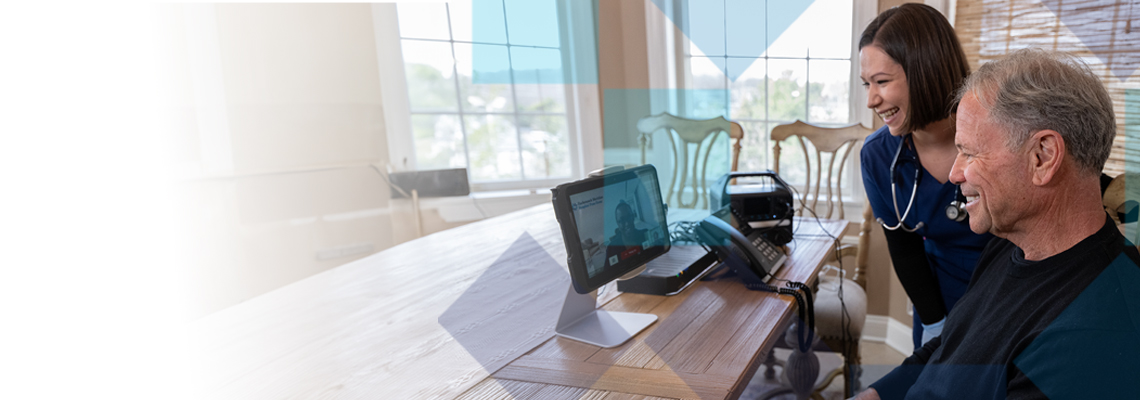 Patient and Healthcare Worker utilizing telehealth