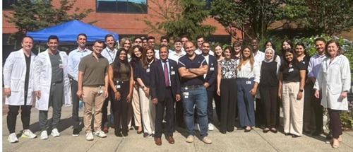 JSUMC Internal Medicine Residents posing as a group outside.