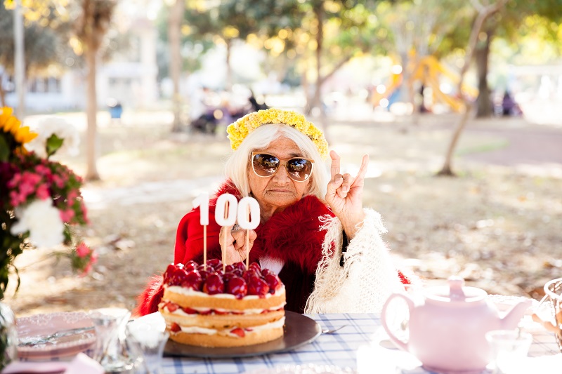Woman celebrating her 100th birthday.