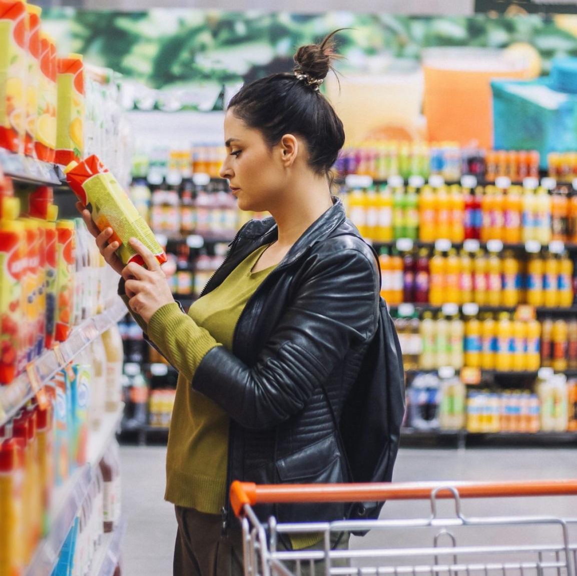 Woman shopping in supermarket