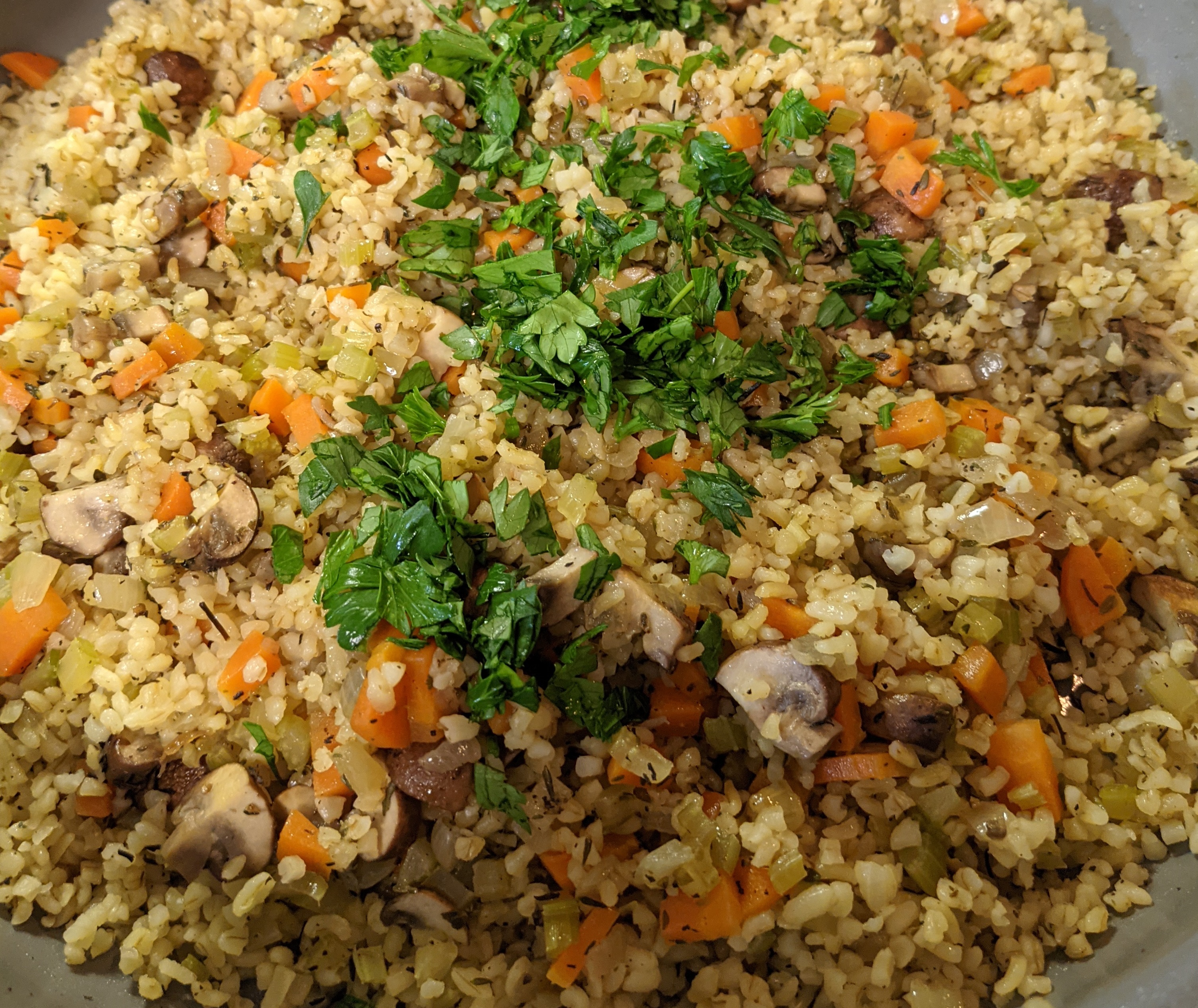 Mushroom Bulgar Pilaf
