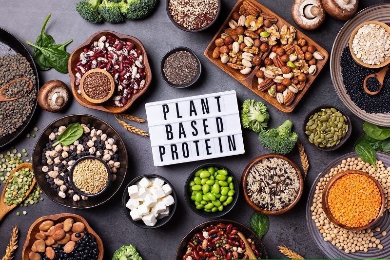 table with various plant based proteins