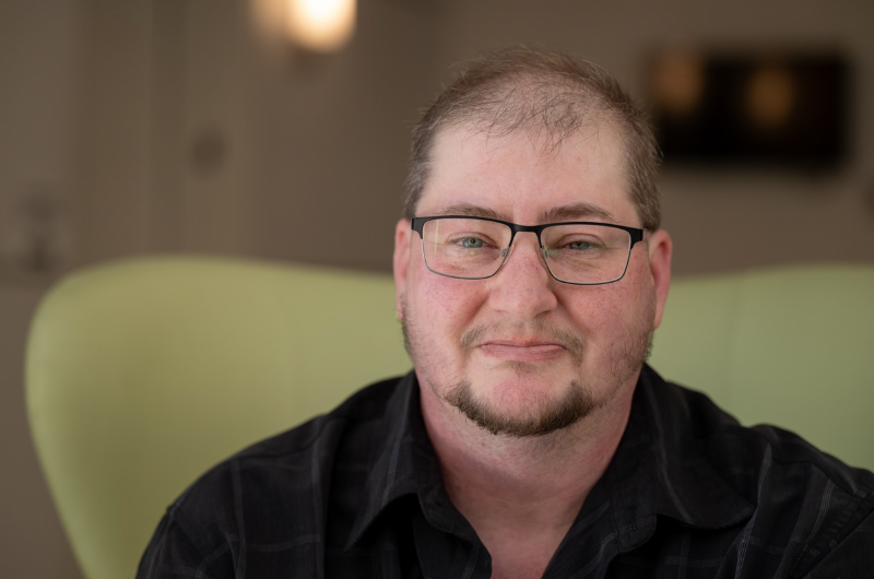 49-year-old Logan Gammons looks at the camera.