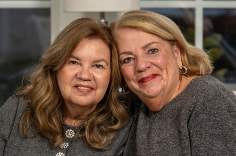 67-year-old Diane Quirk of Jersey City, NJ smiles at the camera.    