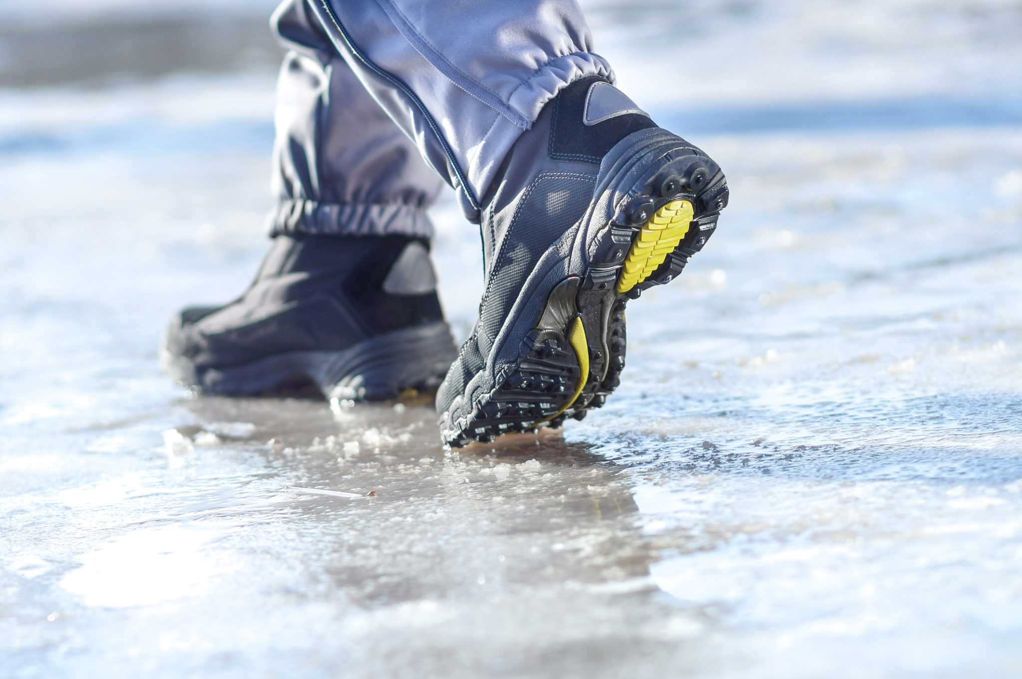 Person walking on ice