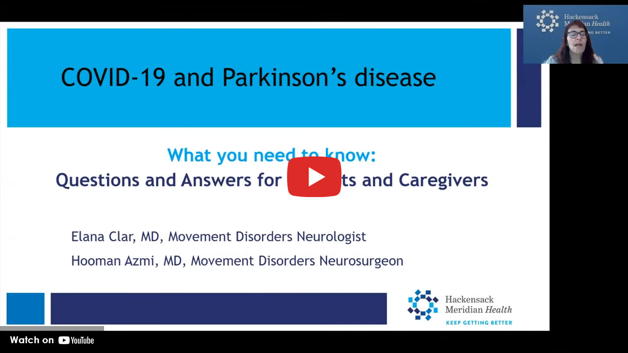 Virtual panel discussion with four speakers and Hackensack Meridian Health branding