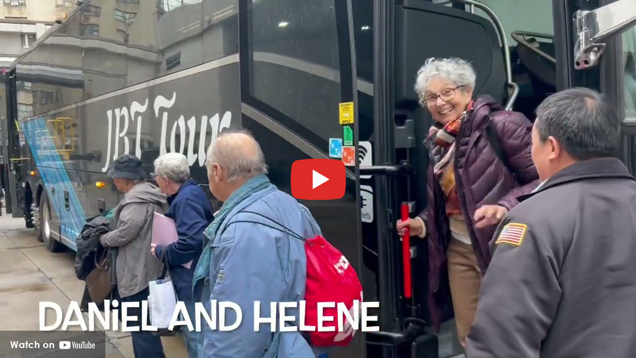 People stepping off of bus